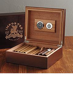 personalized wood cigar humidor